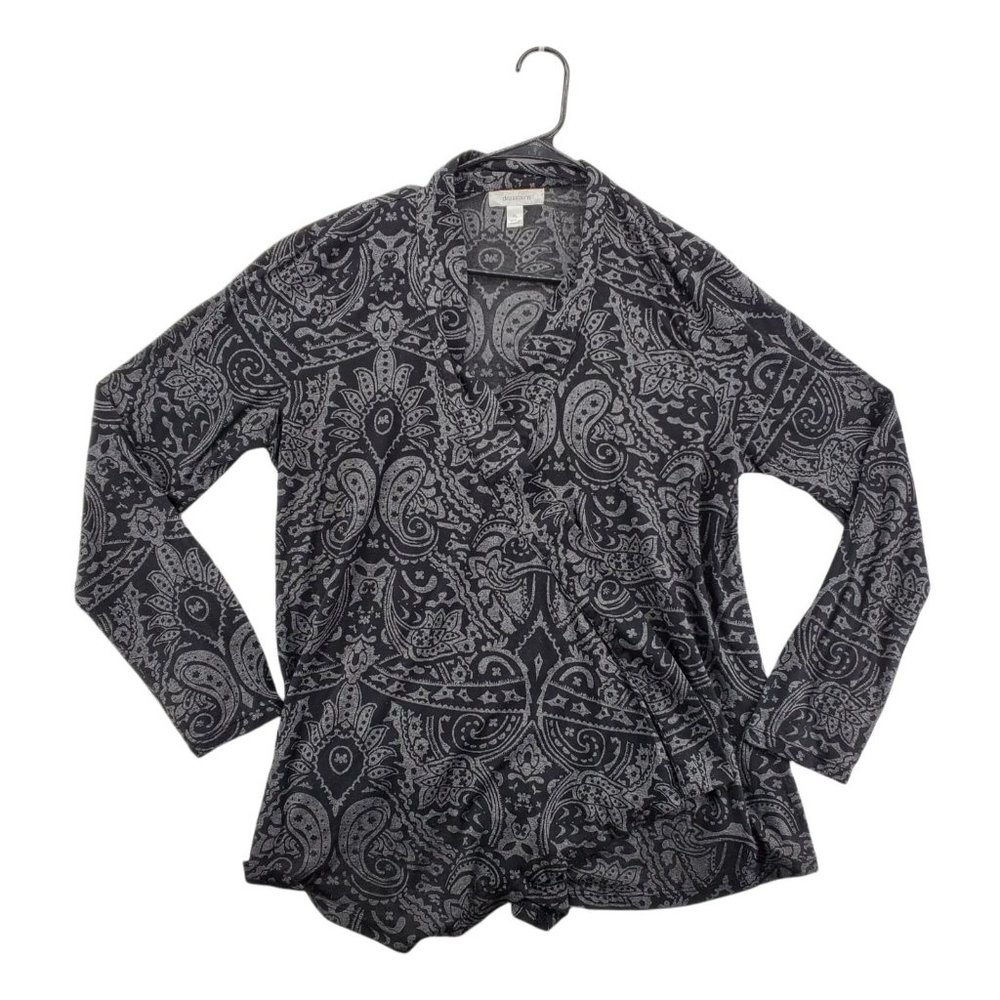 DRESSBARN Sweater Women's Long Sleeve Cardigan Open Front Black Extra Large